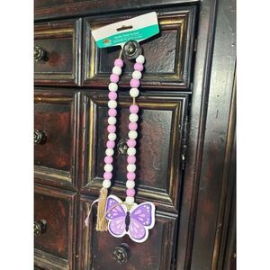 New Purple Butterfly Wooden Bead Garland